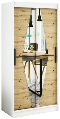 Kleiderschrank Schiebetürenschrank Schlafzimmer, Schrank mit Spiegel BRENT BOL 120 cm