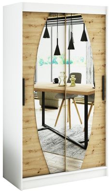 Kleiderschrank Schiebetürenschrank Schlafzimmer, Schrank mit Spiegel BRENT ELY 150 cm