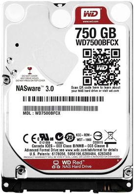 WD Red 2,5" 750GB Festplatte SATA III 6Gb/ s 16MB Cache Intellipower WD7500BFCX
