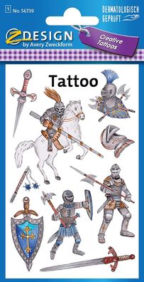 AVERY Zweckform 56739 Tattoo Kinder 9 Stück (Temporäre Tattoos Ritter, Kinder ...