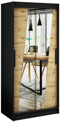 Kleiderschrank Schiebetürenschrank Schlafzimmer, Schrank mit Spiegel BRENT RHO 100 cm