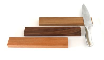 Messerleiste aus Holz mit starken Magneten, Vollholz in Eiche, Nussbaum & Kirschbaum