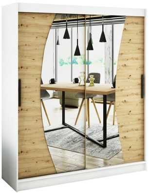 Kleiderschrank Schiebetürenschrank Schlafzimmer, Schrank mit Spiegel BRENT WAV 200 cm