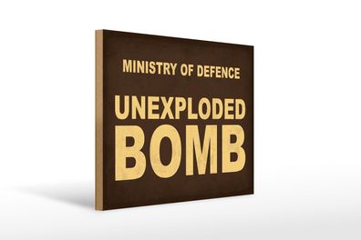 Holzschild Spruch 40x30 cm ministry of defence unexploded Schild wooden sign