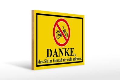 Holzschild Hinweis 40x30 cm Danke Fahrrad nicht anlehnen Deko Schild wooden sign