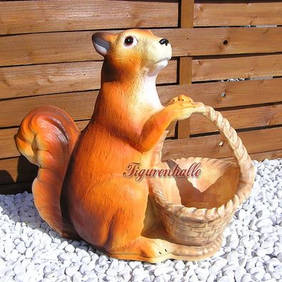 Eichhörnchen Figur Dekoration Nagetiere Korb Pflanzkorb Eingang Deko Gartenfigur
