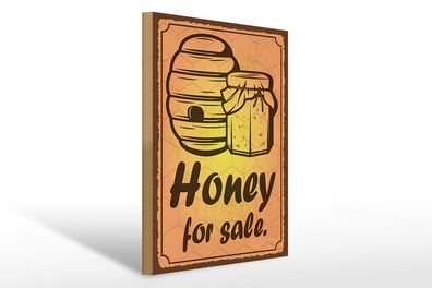 Holzschild Hinweis 30x40 cm Honey for sale Honig Verkauf Deko Schild wooden sign