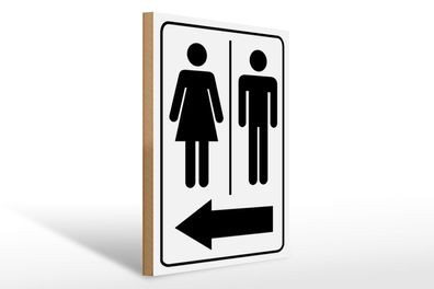 Holzschild Hinweis 30 x 40 cm Toilettenfiguren Pfeil links Schild wooden sign