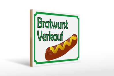 Holzschild Hinweis 40x30 cm Bratwurst Verkauf Restaurant Schild wooden sign