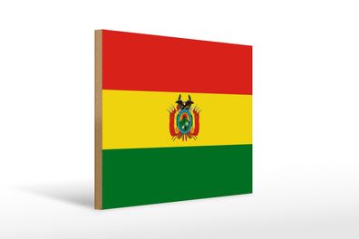 Holzschild Flagge Boliviens 40x30 cm Flag of Bolivia Deko Schild wooden sign