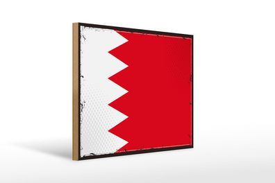 Holzschild Flagge Bahrains 40x30 cm Retro Flag of Bahrain Schild wooden sign