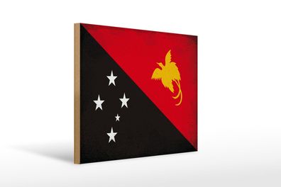 Holzschild Flagge Papua?Neuguinea 40x30 cm Guinea Vintage Schild wooden sign