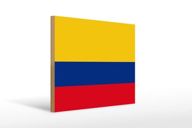 Holzschild Flagge Kolumbiens 40x30 cm Flag of Colombia Deko Schild wooden sign