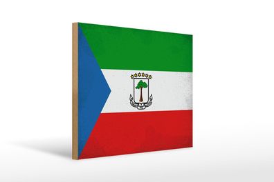 Holzschild Flagge Äquatorialguinea 40x30 cm Flag Vintage Deko Schild wooden sign