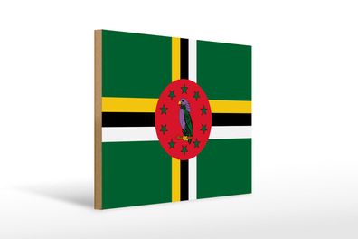 Holzschild Flagge Dominicas 40x30 cm Flag of Dominica Deko Schild wooden sign