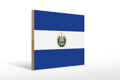 Holzschild Flagge El Salvadors 40x30cm Flag of El Salvador Schild wooden sign