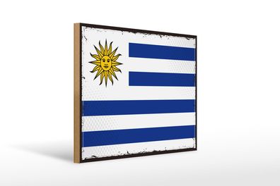 Holzschild Flagge Uruguays 40x30 cm Retro Flag of Uruguay Schild wooden sign