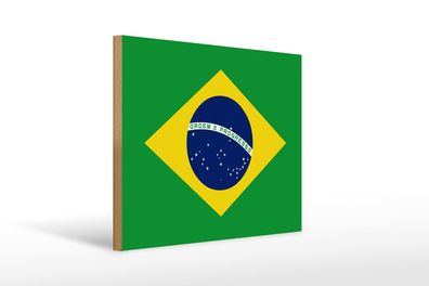 Holzschild Flagge Brasiliens 40x30 cm Flag of Brazil Deko Schild wooden sign