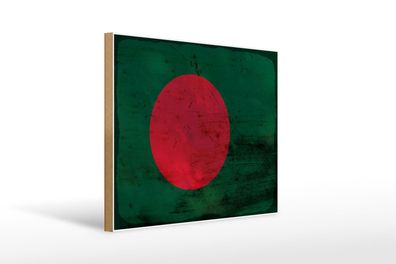 Holzschild Flagge Bangladesch 40x30 cm Bangladesh Rost Deko Schild wooden sign