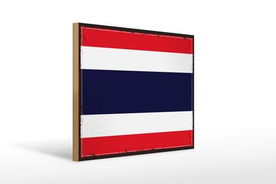 Holzschild Flagge Thailands 40x30cm Retro Flag of Thailand Schild wooden sign