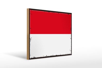 Holzschild Flagge Indonesiens 40x30 cm Retro Flag Indonesia Schild wooden sign