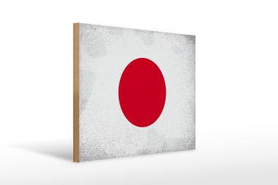 Holzschild Flagge Japan 40x30 cm Flag of Japan Vintage Deko Schild wooden sign