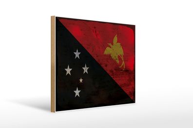 Holzschild Flagge Papua?Neuguinea 40x30 cm New Guinea Rost Schild wooden sign
