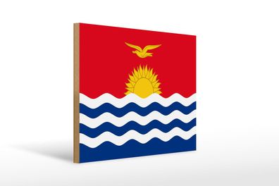 Holzschild Flagge Kiribatis 40x30 cm Flag of Kiribati Deko Schild wooden sign