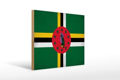 Holzschild Flagge Dominica 40x30 cm Flag of Dominica Vintage Schild wooden sign