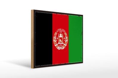 Holzschild Flagge Afghanistans 40x30 cm Retro Afghanistan Schild wooden sign
