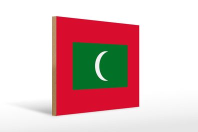 Holzschild Flagge Malediven 40x30 cm Flag of the Maldives Schild wooden sign