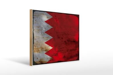 Holzschild Flagge Bahrain 40x30 cm Flag of Bahrain Rost Deko Schild wooden sign