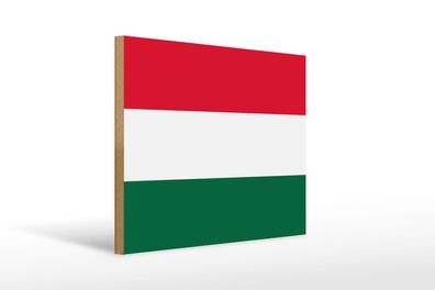 Holzschild Flagge Ungarns 40x30 cm Flag of Hungary Holz Deko Schild wooden sign