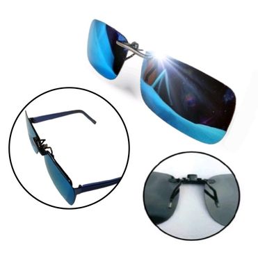 Sonnenbrille ohne Rahmen Bügel Clip Überbrille Überziehbrille Aufsatz Blau