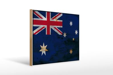 Holzschild Flagge Australien 40x30 cm Flag Australia Rost Schild wooden sign