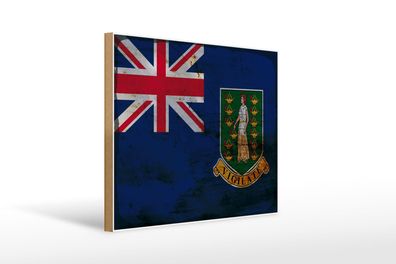 Holzschild Flagge Britischen Jungferninseln 40x30 cm Rost Schild wooden sign