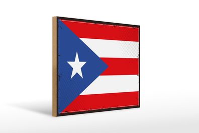 Holzschild Flagge Puerto Ricos 40x30 cm Retro Puerto Rico Schild wooden sign