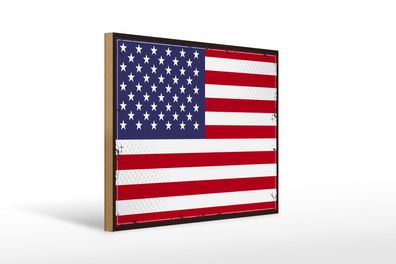 Holzschild Flagge Vereinigte Staaten 40x30 cm Retro States Schild wooden sign