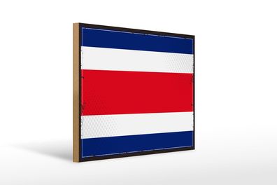 Holzschild Flagge Costa Ricas 40x30 cm Retro Costa Rica Deko Schild wooden sign