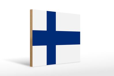 Holzschild Flagge Finnlands 40x30 cm Flag of Finland Deko Schild wooden sign