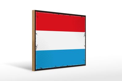 Holzschild Flagge Luxemburgs 40x30cm Retro Flag Luxembourg Schild wooden sign