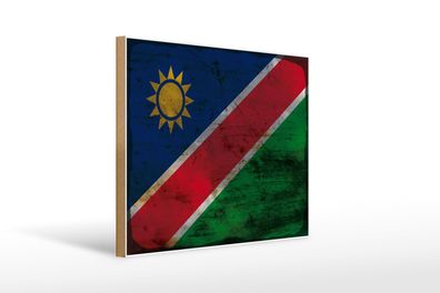 Holzschild Flagge Namibia 40x30 cm Flag of Namibia Rost Deko Schild wooden sign
