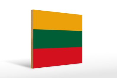 Holzschild Flagge Litauens 40x30 cm Flag of Lithuania Deko Schild wooden sign