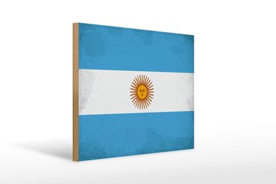 Holzschild Flagge Argentinien 40x30 cm Argentina Vintage Deko Schild wooden sign