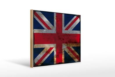 Holzschild Flagge Union Jack 40x30 cm United Kingdom Rost Schild wooden sign