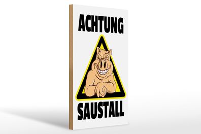 Holzschild Tiere 20x30 cm Schwein Achtung Saustall Deko Schild wooden sign