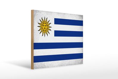 Holzschild Flagge Uruguay 40x30 cm Flag of Uruguay Vintage Schild wooden sign
