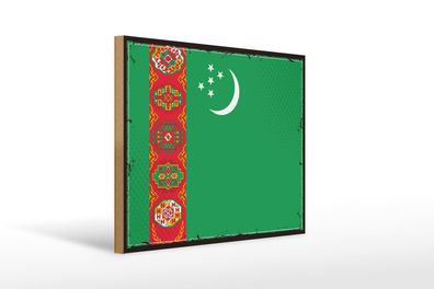 Holzschild Flagge Turkmenistans 40x30cm Retro Turkmenistan Schild wooden sign