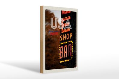 Holzschild Reise 20x30 cm Amerika USA Bar Shop Diner feiern Schild wooden sign