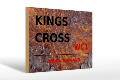 Holzschild London 30x20cm England Kings Cross WC1 Holz Deko Schild wooden sign